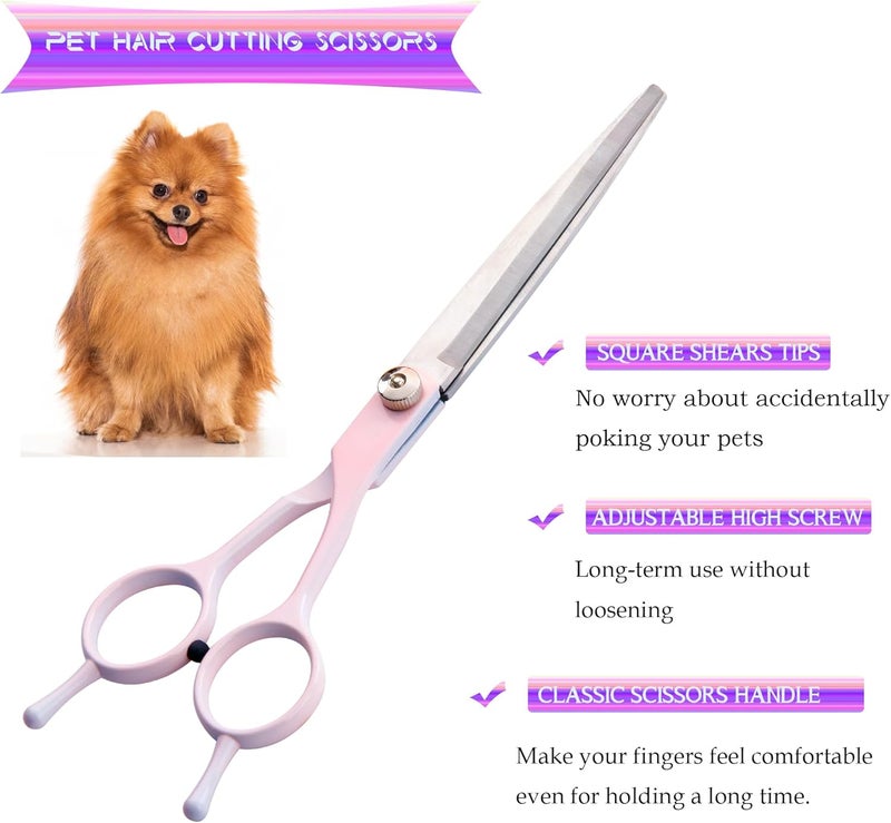 Fcysy Dog Grooming Scissors Kit, Professional Dog Trimming Scissors Set, Hair Cutting Curved Thinning Shears for Pet Cat at Home, Pet Grooming Supplies - Image 3